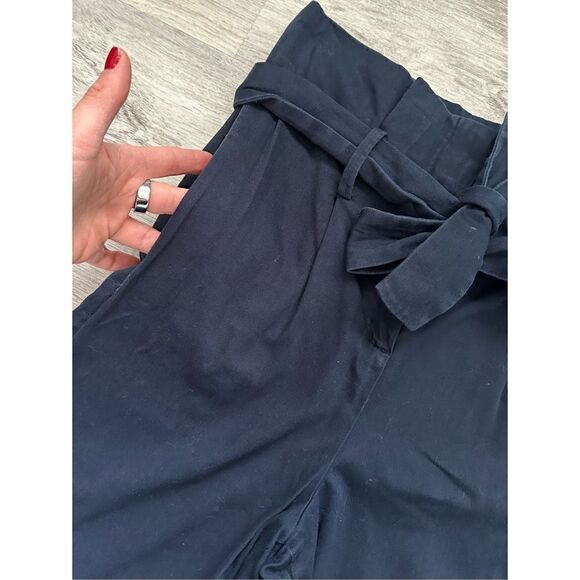 COS 2 High Waist Paper Bag Trouser Pants - Navy Blue - Picture 4 of 8
